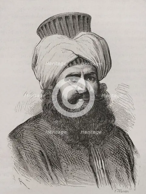 Portrait of Murad Bey Mohammed, (c1750-1801), Egyptian Mamluk chieftain, 1879.  Creator: F Thomas.