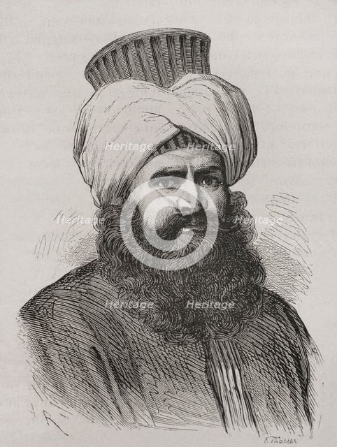 Portrait of Murad Bey Mohammed, (c1750-1801), Egyptian Mamluk chieftain, 1879.  Creator: F Thomas.