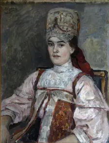 Portrait of Natalia Fyodorovna Matveyeva, 1908. Artist: Surikov, Vasili Ivanovich (1848-1916)