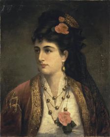 Portrait of Natalia Obrenovich, Queen of Serbia, 1876. Creator: Adele Riche