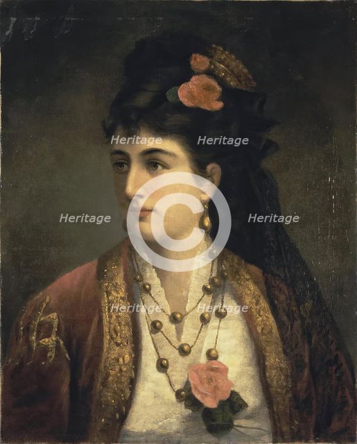 Portrait of Natalia Obrenovich, Queen of Serbia, 1876. Creator: Adele Riche.