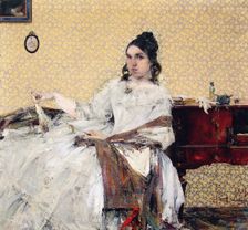 Portrait of Nadezhda Sapozhnikova, 1916. Creator: Feshin (Fechin), Nicolai Ivanovich (1881-1955)