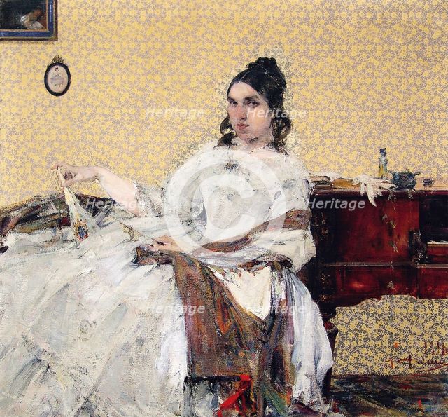 Portrait of Nadezhda Sapozhnikova, 1916. Creator: Feshin (Fechin), Nicolai Ivanovich (1881-1955).