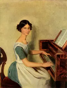 Portrait of Nadezhda Petrovna Zhdanovichova 1849, (1965). Creator: Pavel Andreevich Fedotov