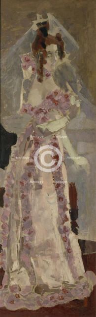 Portrait of Nadezhda Zabela-Vrubel at the grand piano. Artist: Vrubel, Mikhail Alexandrovich (1856-1910)