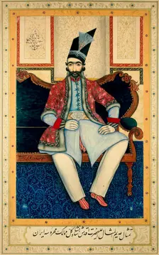 Portrait of Naser al-Din Shah Qajar (1831-1896), 1850s. Creator: Muhammad Isfahani (19th century)