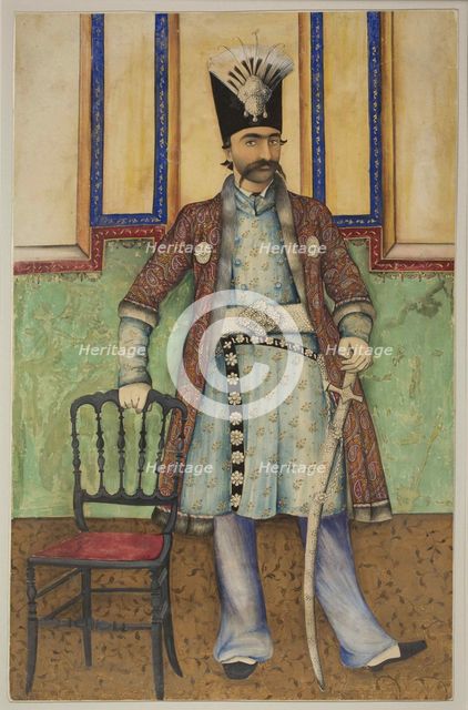 Portrait of Nasser al-Din Shah Qajar (1831-1896), Shahanshah of Persia, ca 1855. Creator: Anonymous.