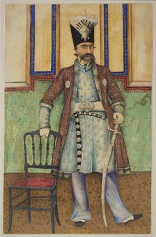 Portrait of Nasser al-Din Shah Qajar (1831-1896), Shahanshah of Persia, ca 1855. Creator: Anonymous
