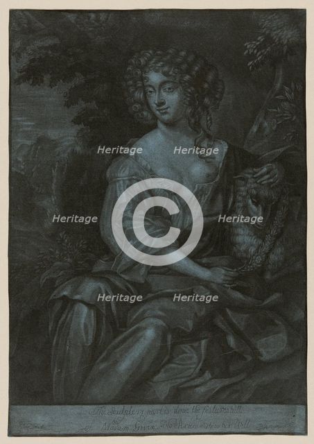 Portrait of Nell Gwyn as a Shepherdess Garlanding a Lamb, c. 1678. Creator: Herman Hendrik de Quiter the Elder.