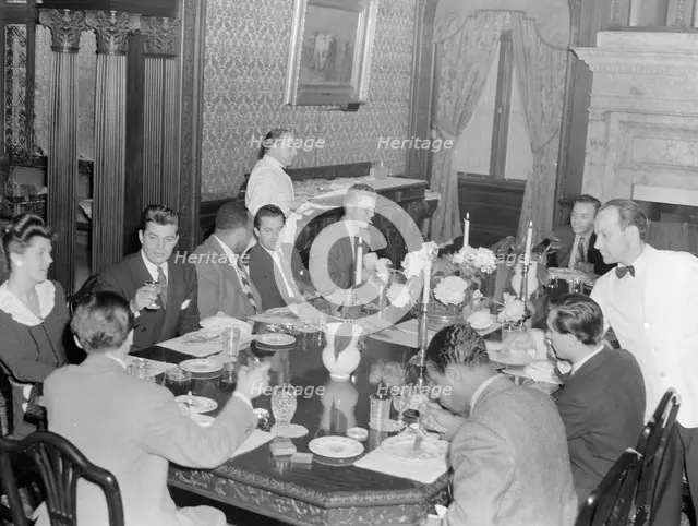 Portrait of Nesuhi Ertegun, Adele Girard, Joe Marsala..., Turkish Embassy, Washington, D.C., 1938. Creator: William Paul Gottlieb.
