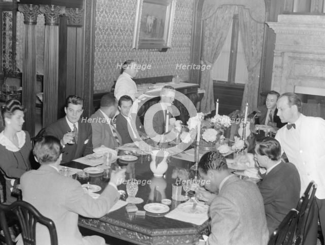 Portrait of Nesuhi Ertegun, Adele Girard, Joe Marsala..., Turkish Embassy, Washington, D.C., 1938. Creator: William Paul Gottlieb.