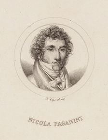 Portrait of Niccolò Paganini (1782-1840), 1840. Creator: Caporali, Filippo (1794-1848)