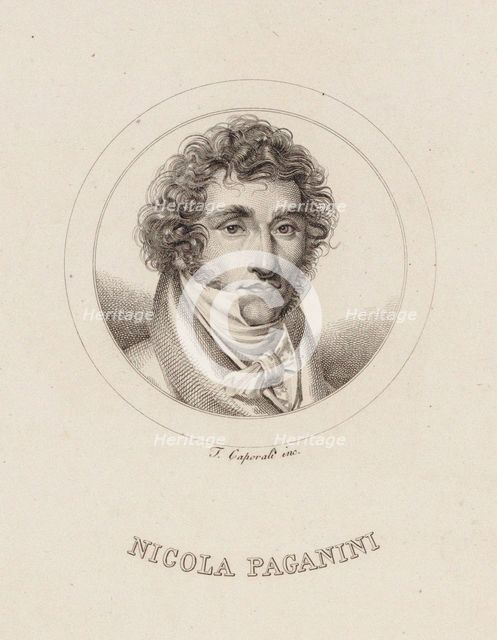 Portrait of Niccolò Paganini (1782-1840), 1840. Creator: Caporali, Filippo (1794-1848).