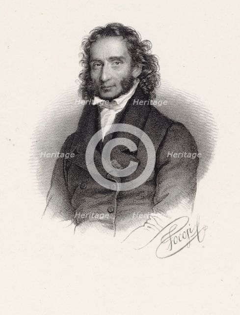 Portrait of Niccolò Paganini (1782-1840), 1830. Creator: Focosi, Roberto (1806-1862).