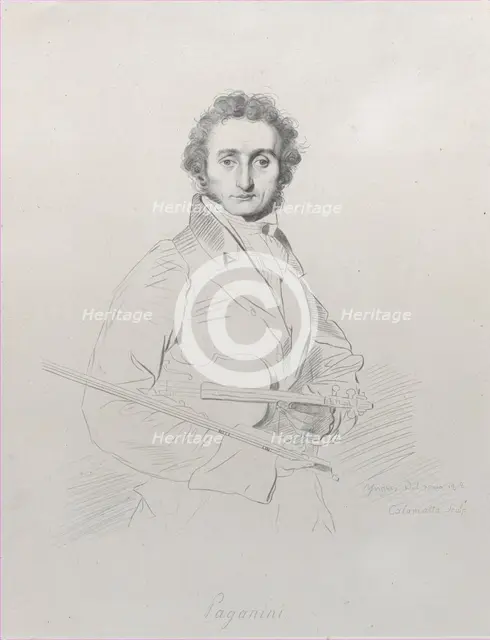 Portrait of Niccolò Paganini, 1830 (backdated "1818"). Creator: Luigi Calamatta.