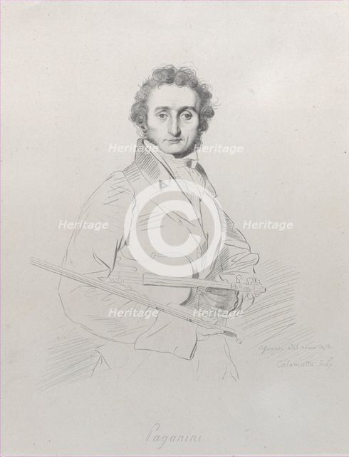 Portrait of Niccolò Paganini, 1830 (backdated "1818"). Creator: Luigi Calamatta.