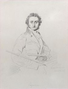 Portrait of Niccolò Paganini, 1830 (backdated "1818"). Creator: Luigi Calamatta