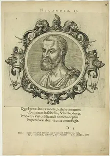 Portrait of Nicander, published 1574. Creators: Unknown, Johannes Sambucus