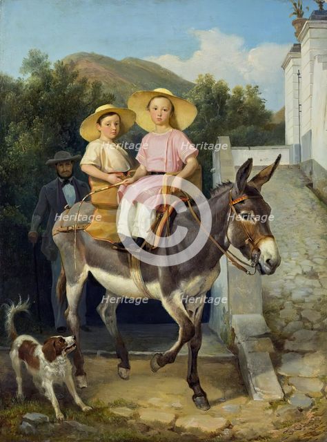 Portrait of Nicholas and Mikhail Rayevsky, 1846. Creator: Filippo Palizzi.