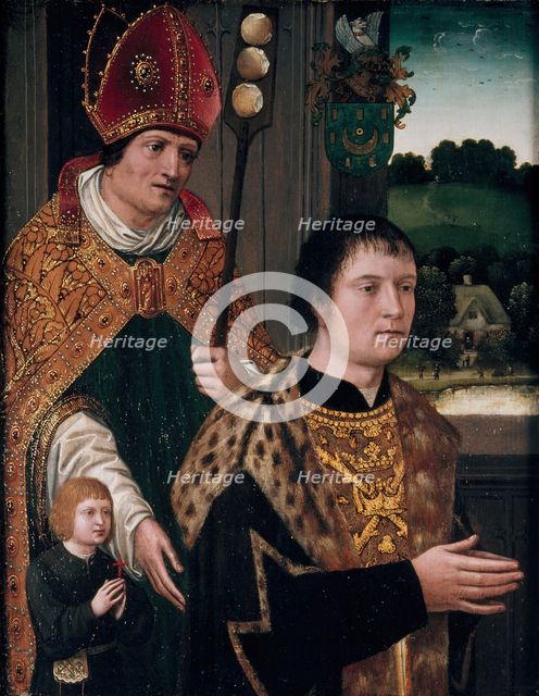Portrait of Nicholas Gaze and His Son and St Nicholas, 1525. Creator: Unknown.