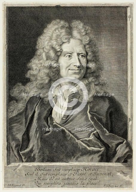 Portrait of Nicolas Boileau Despréaux, 1710. Creator: François Chereau the Elder.