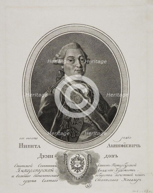 Portrait of Nikita Akinfiyevich Demidov (1724-1789), 1786. Artist: Skorodumov, Gavriil Ivanovich (1755-1792)