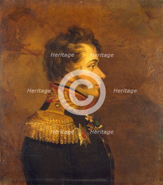 Portrait of Nikolai D. Kudashev (1784-1813), 1825. Creator: Workshop of George Dawe.