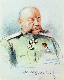 Portrait of Nikolai Nikolayevich Yudenich (1862-1933), 1916. Creator: Misernjuk, Michail Jakowlewitsch (around 1880-nach 1929)