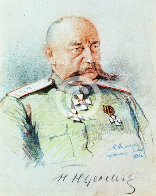 Portrait of Nikolai Nikolayevich Yudenich (1862-1933), 1916. Creator: Misernjuk, Michail Jakowlewitsch (around 1880-nach 1929).