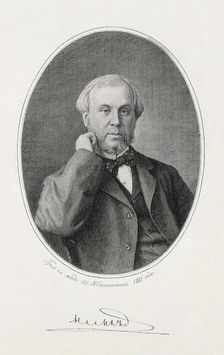 Portrait of Nikolay Alexeyevich Milyutin (1818-1872), 1883. Artist: Pozhalostin, Ivan Petrovich (1837-1909)