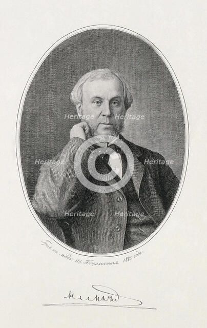 Portrait of Nikolay Alexeyevich Milyutin (1818-1872), 1883. Artist: Pozhalostin, Ivan Petrovich (1837-1909)