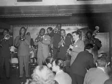 Portrait of Sol (Solomon) Yaged, Jimmy Jones(?), and John (O.) Levy(?), Jimmy Ryan's..., N.Y., 1946. Creator: William Paul Gottlieb