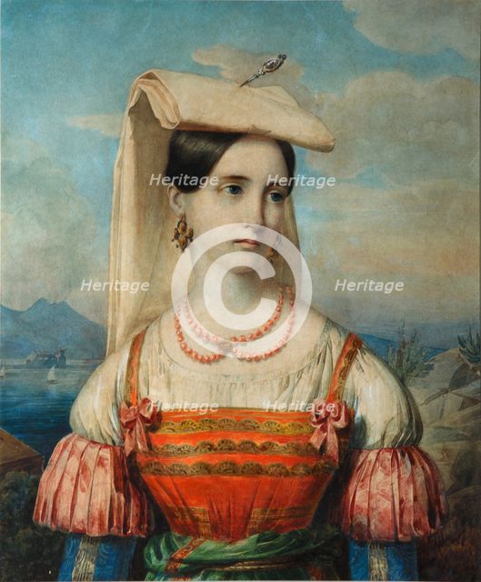 Portrait of Sophia Michailovna Sollogub, 1840s. Artist: Orlov, Pimen Nikitich (1812-1863)