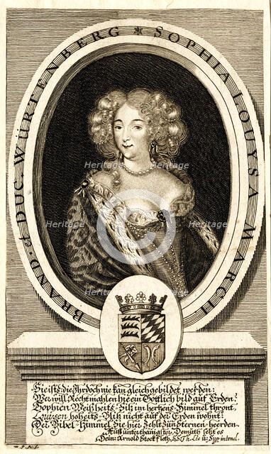 Portrait of Sophie Louise of Württemberg-Stuttgart (1642-1702), Margravine..., c. 1680. Creator: Kilian, Philipp (1628-1693).