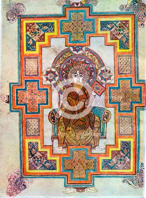 Portrait of Saint John from the Book of Kells, c800. Artist: Unknown