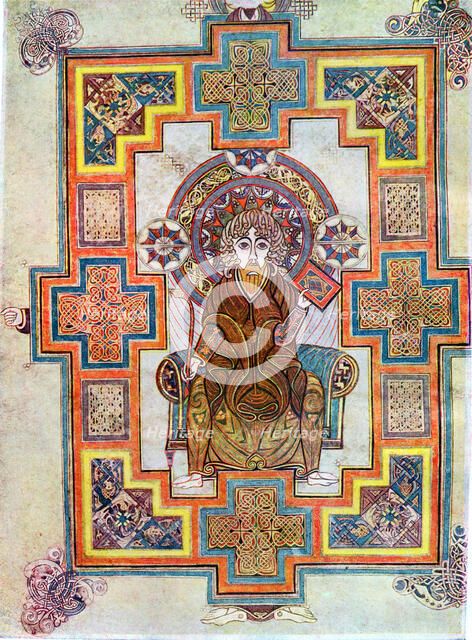 Portrait of Saint John from the Book of Kells, c800. Artist: Unknown