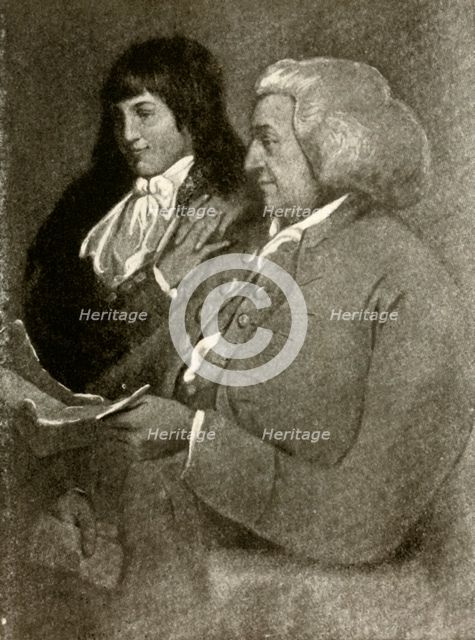 'Portrait of Samuel Shoemaker, in bobwig, and his son', 1789, (1937). Creator: Unknown.