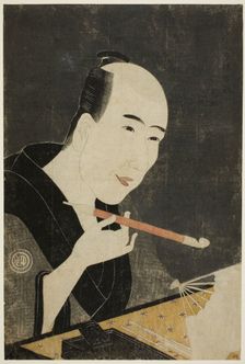 Portrait of Santo Kyoden, the Master of Kyobashi (Edo hana Kyobashi natori), c. 1795. Creator: Rekisentei Eiri