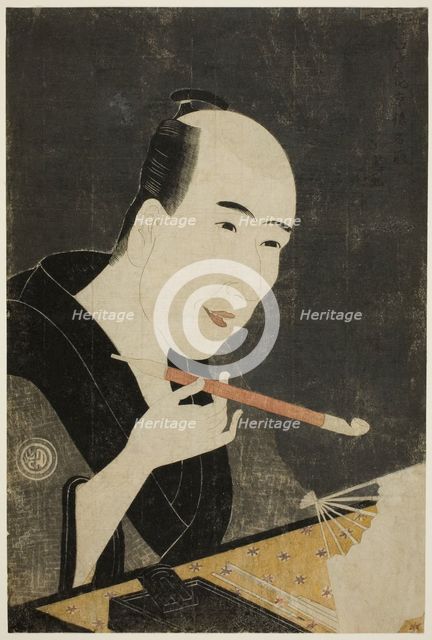 Portrait of Santo Kyoden, the Master of Kyobashi (Edo hana Kyobashi natori), c. 1795. Creator: Rekisentei Eiri.