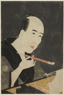 Portrait of Santo Kyoden, the Master of Kyobashi (Edo hana Kyobashi natori), c. 1795. Creator: Rekisentei Eiri