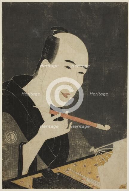 Portrait of Santo Kyoden, the Master of Kyobashi (Edo hana Kyobashi natori), c. 1795. Creator: Rekisentei Eiri.
