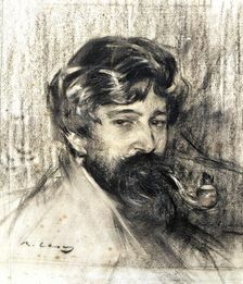 Portrait of Santiago Rusiñol (1861 - 1931), Catalan painter and writer, charcoal drawing by Ram…