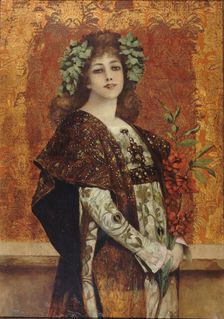 Portrait of Sarah Bernhardt (1844-1923) as Gismonda, ca 1896. Creator: Chartran, Théobald (1849-1907)