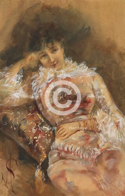 Portrait of Sarah Bernhardt (1844-1923), c. 1880. Creator: Stevens, Alfred (1823-1906).