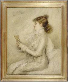 Portrait of Sarah Bernhardt (1844-1923), dramatic artist, after 1879. Creator: Madeleine Cartailhac