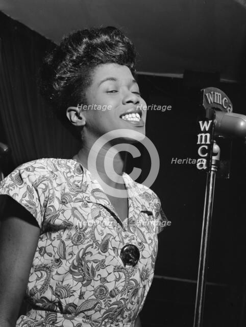 Portrait of Sarah Vaughan, Café Society (Downtown), New York, N.Y., ca. Sept. 1946. Creator: William Paul Gottlieb.