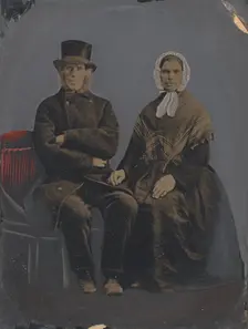 Portrait of seated couple, 1860s-1880s. Creator: Unknown