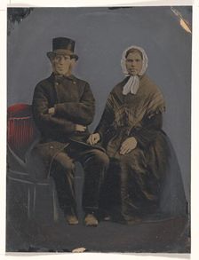 Portrait of seated couple, 1860s-1880s. Creator: Unknown