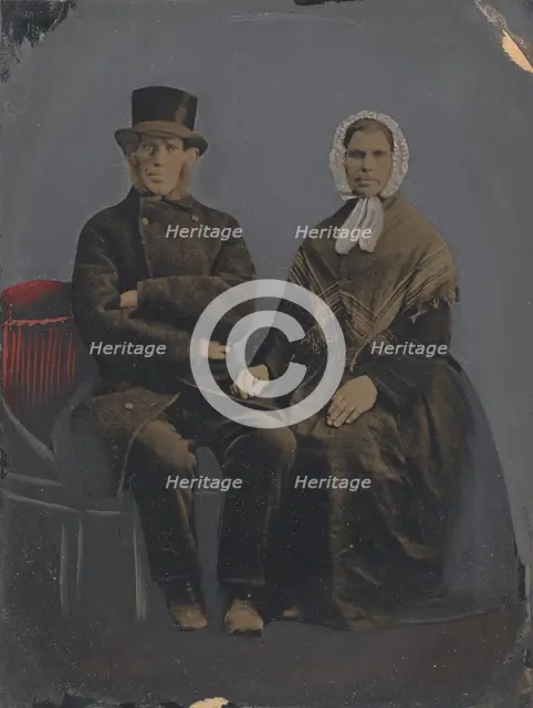 Portrait of seated couple, 1860s-1880s. Creator: Unknown.