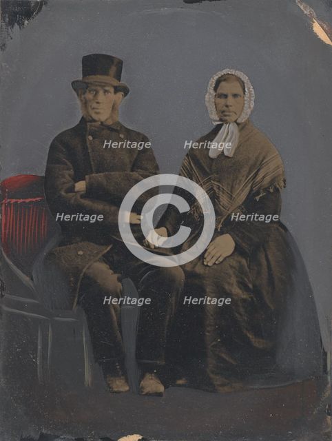 Portrait of seated couple, 1860s-1880s. Creator: Unknown.